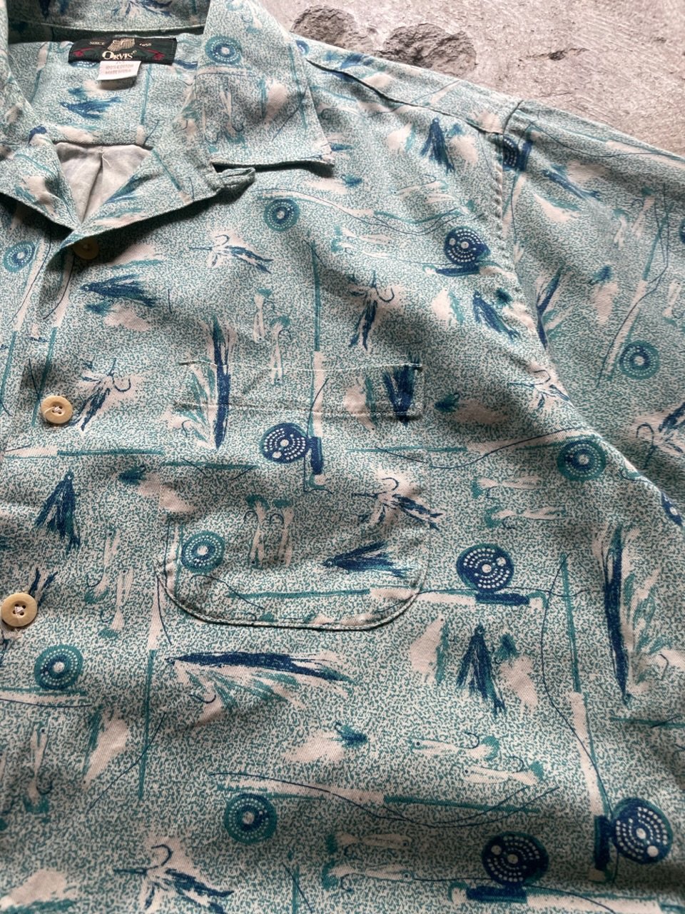 Orvis オービス フライフィッシング シャツ フライ柄　L Orvis Fly Pattern Fishing Shirt XL Mintオービス フライ柄