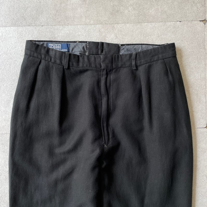 90s Ralph Lauren linen×cotton 2tuck slacks 