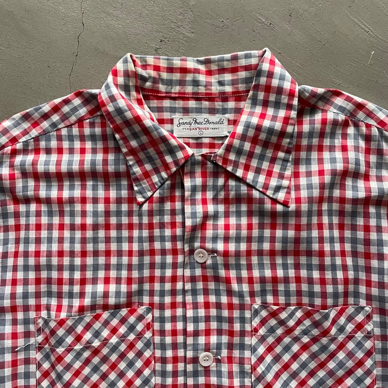50s Sandy mac donald plaid open collar shirt | 