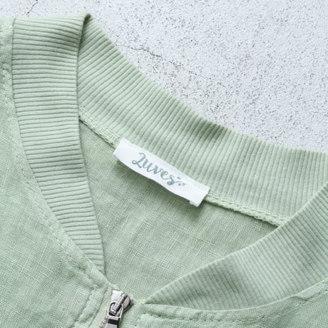 linen zip up blouson made in italy