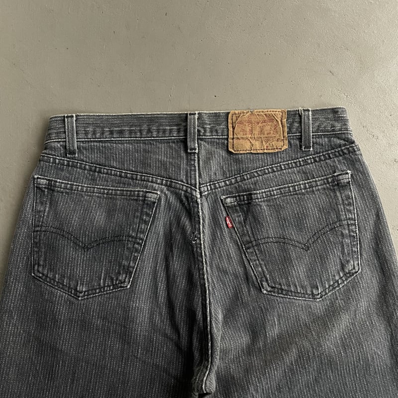 80s Levi’s Stripe Black Denim 701 ストライプ 80s 80年代 リーバイス ストライプデニムパンツ 黒 ブラック