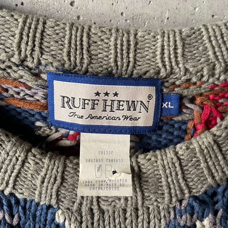90's~ Ruff Hewn native pattern cotton knit | su