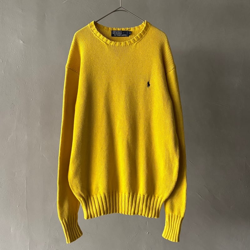 90s Ralph lauren cotton knit sweater “Yellow” |