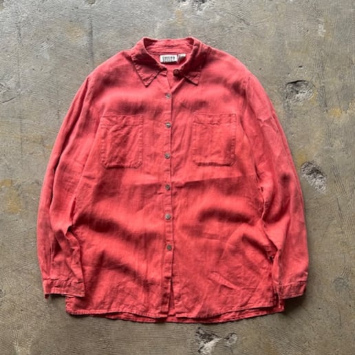 90s CHICO’S Design リネンレーヨン　ミリタリーシャツジャケット 1990s ビンテージ CHICO'S リネンシャツジャケット 古着屋