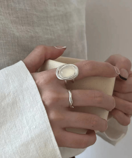 agate silver ring J403