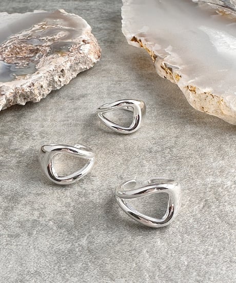 cave silver ring J404