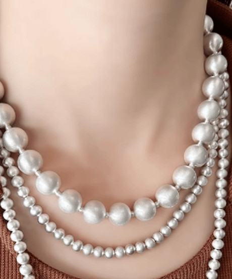 silver ball necklace C511