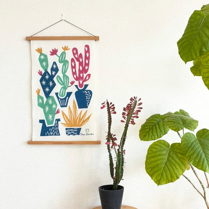 手ぬぐい｜鉢植えのサボテン〔everyday60tenugui〕 | 手ぬぐい専門店に
