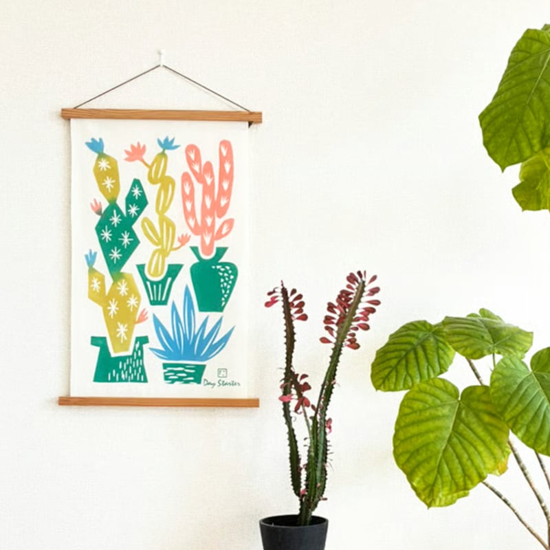 手ぬぐい｜鉢植えのサボテン〔everyday60tenugui〕 | 手ぬぐい専門店に