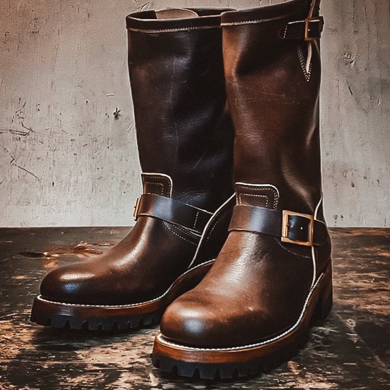 エンダモロジー ENGINIEER BOOTS CAMEL LEATHER | old mountain