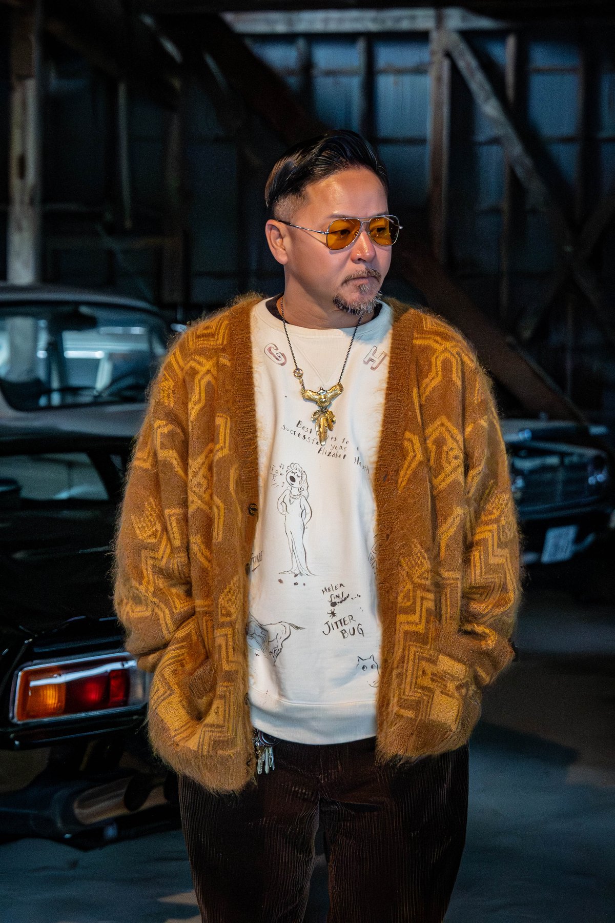 希少 モヘア テイスト カーディガン 毛足長 レトロ マスタード 入手困難 希少 モヘア テイスト カーディガン 毛足長 レトロ マスタード 入手