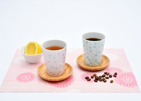 桜モチーフ　カップ（ＨＬ）　水色　／　CHERRY BLOSSOM MOTIF CUP (HL)  PALE BLUE