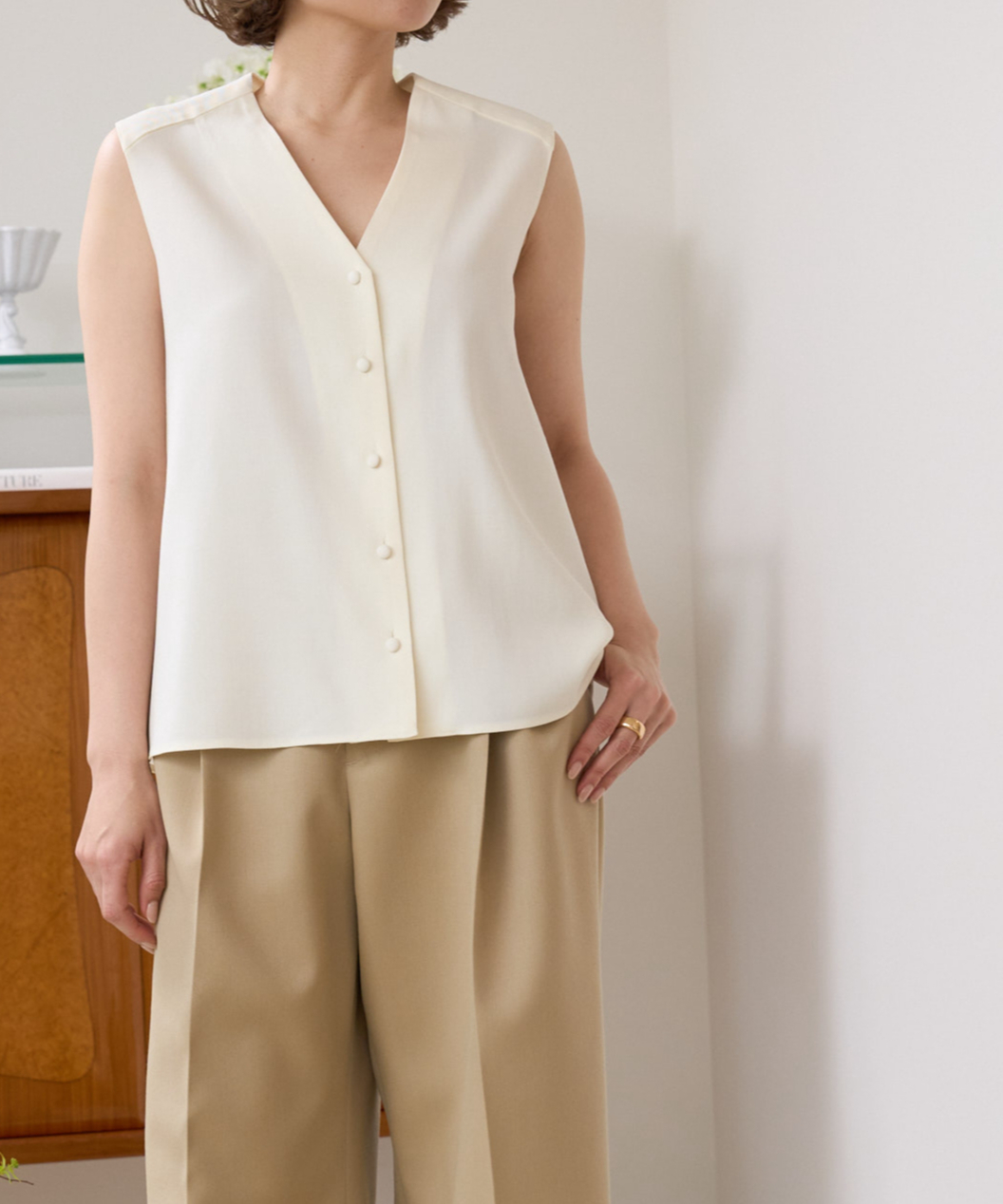 シャツ/ブラウス(半袖/袖なし) KEINA RITA  Ribbon Strap Top Collared Blouse | KEINA RITA OFFICIAL ONLINE STORE