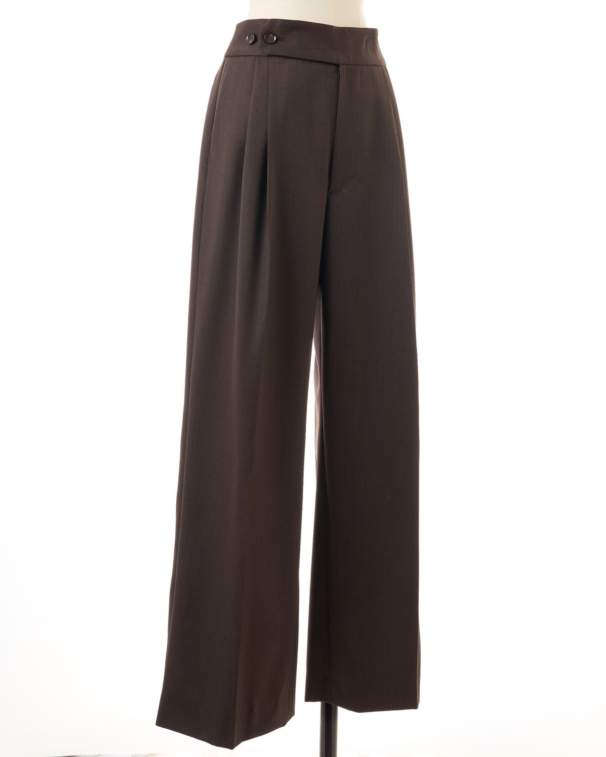 パンツ WOOL WIDE TUCK PANTS/CHACOAL BROWN Wool W Tuck Belted Wide