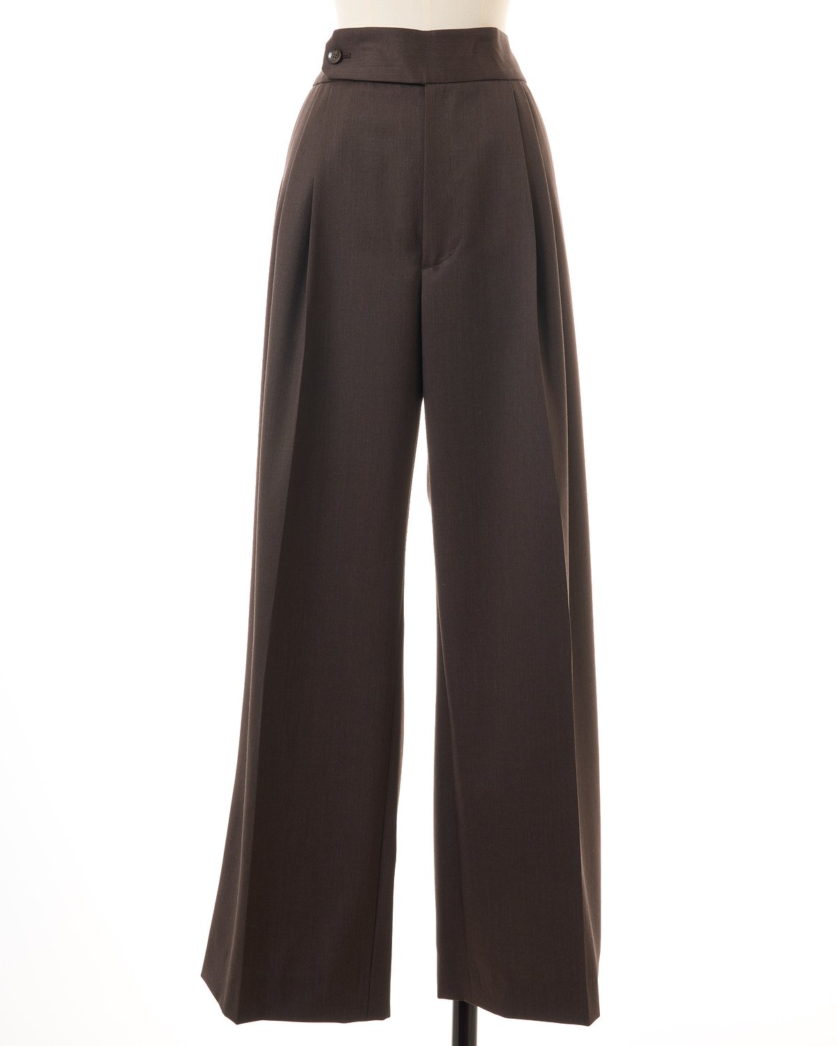 パンツ WOOL WIDE TUCK PANTS/CHACOAL BROWN WOOL WIDE TUCK PANTS