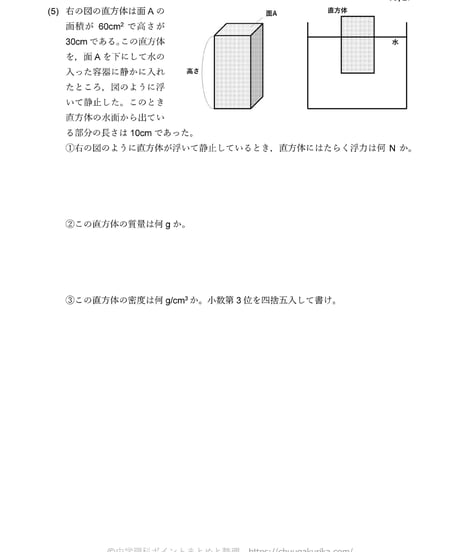 【PDF】浮力の計算ドリル35題