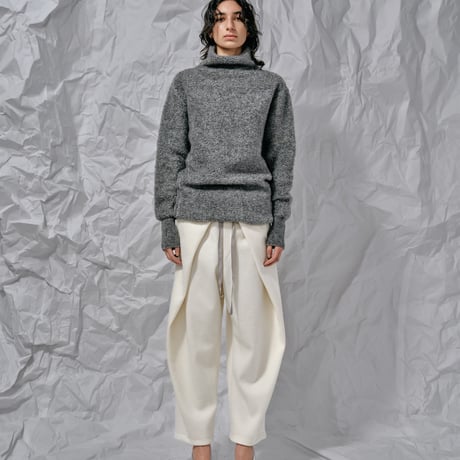 DK28-CS03-P05／Double-Faced Shaggy Wool Tucked Pants／2COLORS