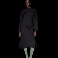 DK30-CS03-S07／Technorama Double-Knit Flared Curve Skirt／2COLORS