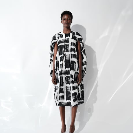 DK29-05-O05／Fringe Cut Jacquard Minimalist Dress／2COLORS