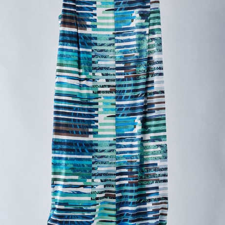 DK29-01-D05／“Hybrid Motion” Print ／ Rayon Cotton Satin Sleeveless Dress／2COLORS