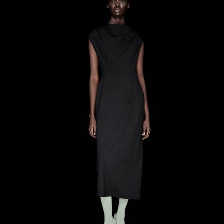 DK30-CS01-D03／MANTECO Recycled Cotton Milano Rib Asymmetrical Dress／3COLORS
