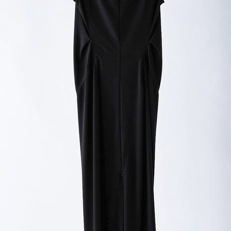 DK29-CS02-O01／Triacetate Cool Ponte Draped Dress／2COLORS