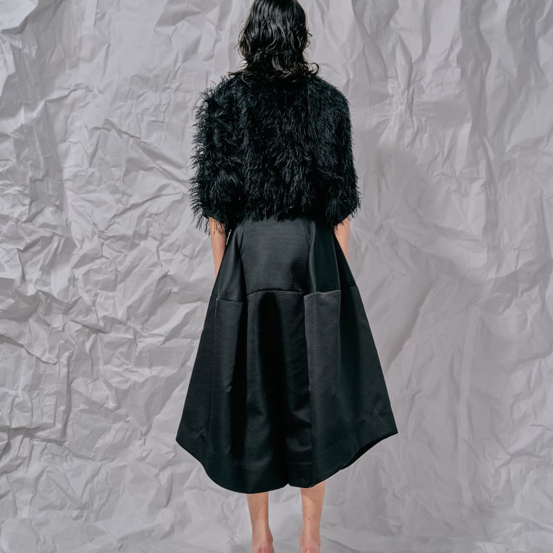 DK28-07-H01／Long Shaggy Jacquard Short Jacket／2