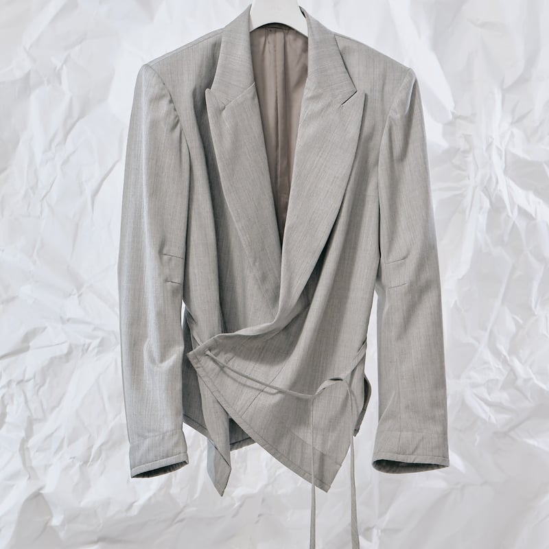 DK28-03-J02／60/2 Wool Gabardine Wrap Jacket／2CO