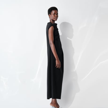 DK29-CS03-O03／40/1 Strong Twist SZ Soft Stretch Ponte Asymmetric Design Dress／2COLORS