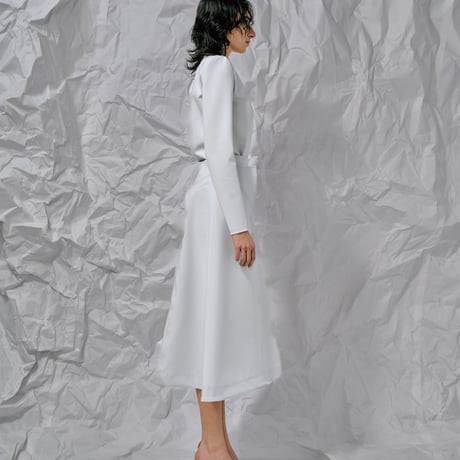 DK28-CS02-S03／Camellia Resilient Ponte Flared Skirt／2COLORS