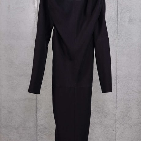 DK30-02-D01／Viscose/Cotton Amundsen Twill Washer Finish Twisted Draped Dress／2COLORS
