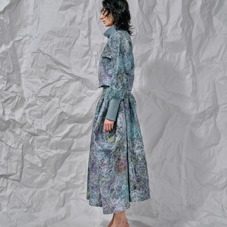 DK28-SP01-H02／Multicolor Recycled Thread Embroidery Highneck Rib Jacket／1COLOR