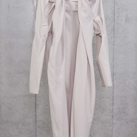 DK30-02-D01／Viscose/Cotton Amundsen Twill Washer Finish Twisted Draped Dress／2COLORS