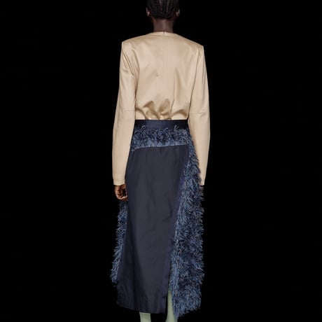 DK30-SP01-S08／Multicolor Cut Jacquard Twisted Skirt／1COLOR