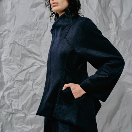 DK28-CS03-J06／Double-Faced Shaggy Wool Highneck Jacket／2COLORS