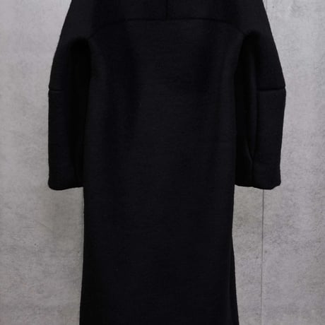 DK30-CS04-C02／Wool Slub Shaggy Knit Big-collar Long Coat／2COLORS