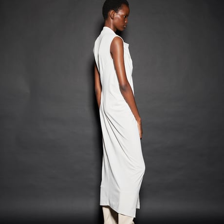 DV-055／COOLISM Hard Twisted Jersey Draped Long Dress／2COLORS