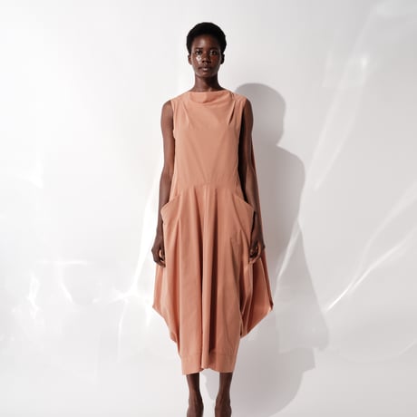 DK29-02-D05／Ny/C Luster Poplin Sleeveless Dress／2COLORS