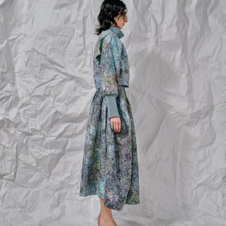 DK28-SP01-H02／Multicolor Recycled Thread Embroidery Highneck Rib Jacket／1COLOR