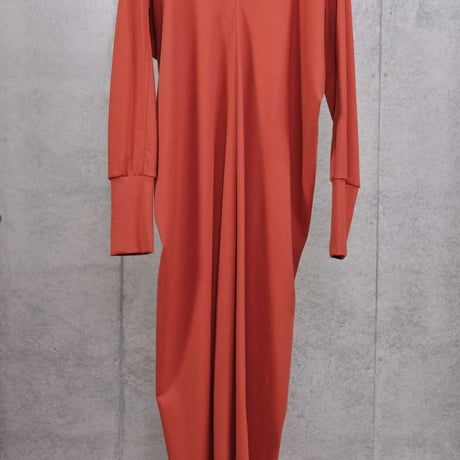 DK30-CS01-O01／MANTECO Recycled Cotton Milano Rib V-neck Draped Dress／3COLORS