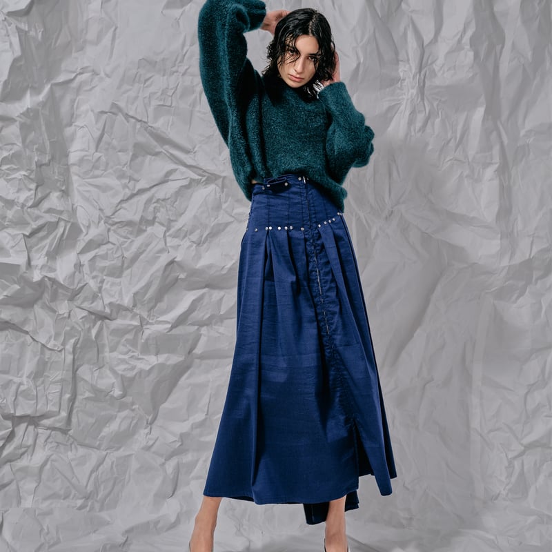 DK28-04-S05／Gradient Jacquard High-Waisted Skir