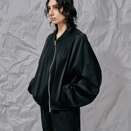 DK28-08-J03／Wool Twill Double Cloth Long Sleeve Bomber Jacket／2COLORS