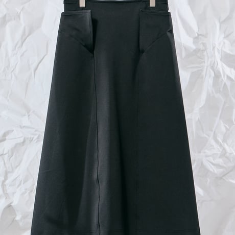 DK28-CS02-S03／Camellia Resilient Ponte Flared Skirt／2COLORS