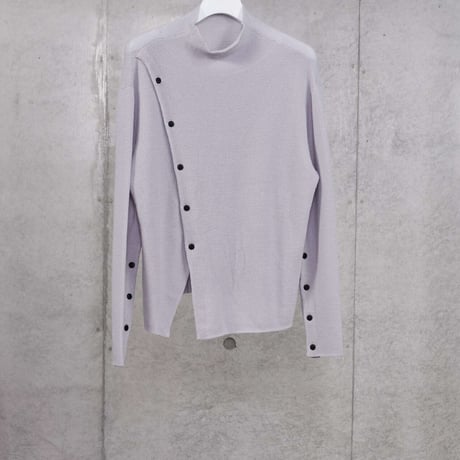 DK30-K02-T05／Wool High-Gauge Knit Asymmetrical Button Top／3COLORS