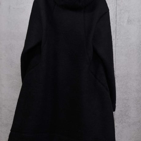 DK30-CS04-C01／Wool Slub Shaggy Knit Hooded Coat／2COLORS