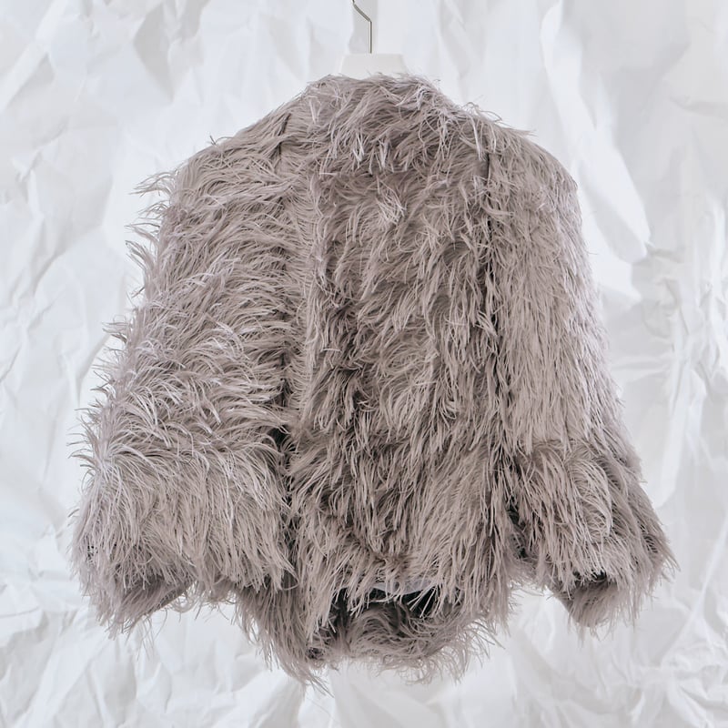 値下げ♡完売　新品　ella shaggy jacquard blouson DK28-07-H01／Long Shaggy Jacquard Short Jacket／2