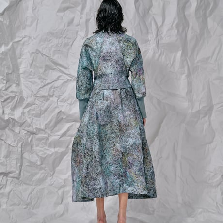 DK28-SP01-H02／Multicolor Recycled Thread Embroidery Highneck Rib Jacket／1COLOR