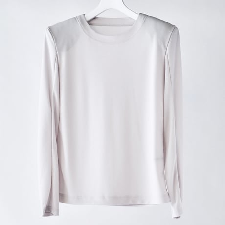 DK29-CS02-T03／Triacetate Cool Ponte Shoulder-Padded Top／2COLORS