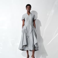DK29-06-D08／Linen Nylon Rigid Cloth Constructed Dress／2COLORS