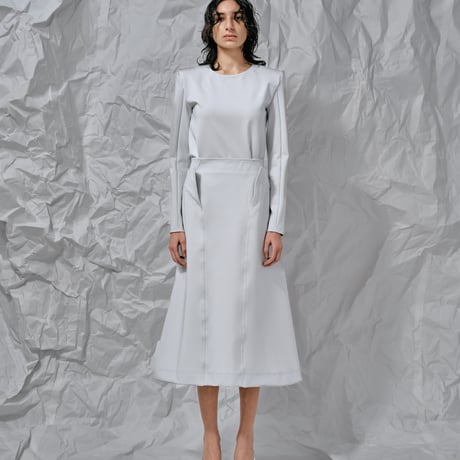 DK28-CS02-S03／Camellia Resilient Ponte Flared Skirt／2COLORS